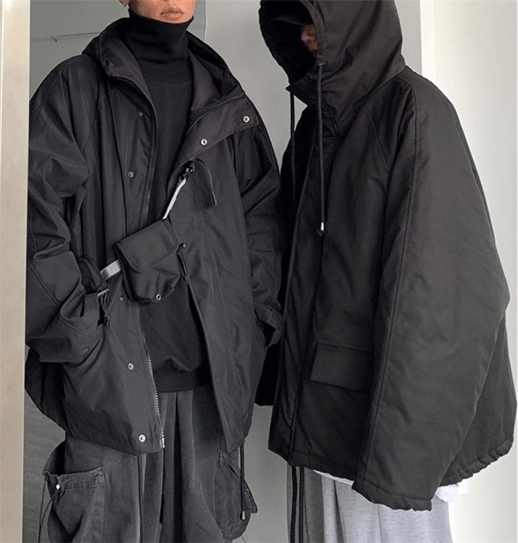 韓国ファッション 2021 冬 ゆったりする カジュアル 減齢 厚手 フード付き コート 綿の服 カップルウェア