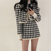 韓国ファッション 千鳥格子 コート スカート 2点セット オシャレ 大人気 カジュアル