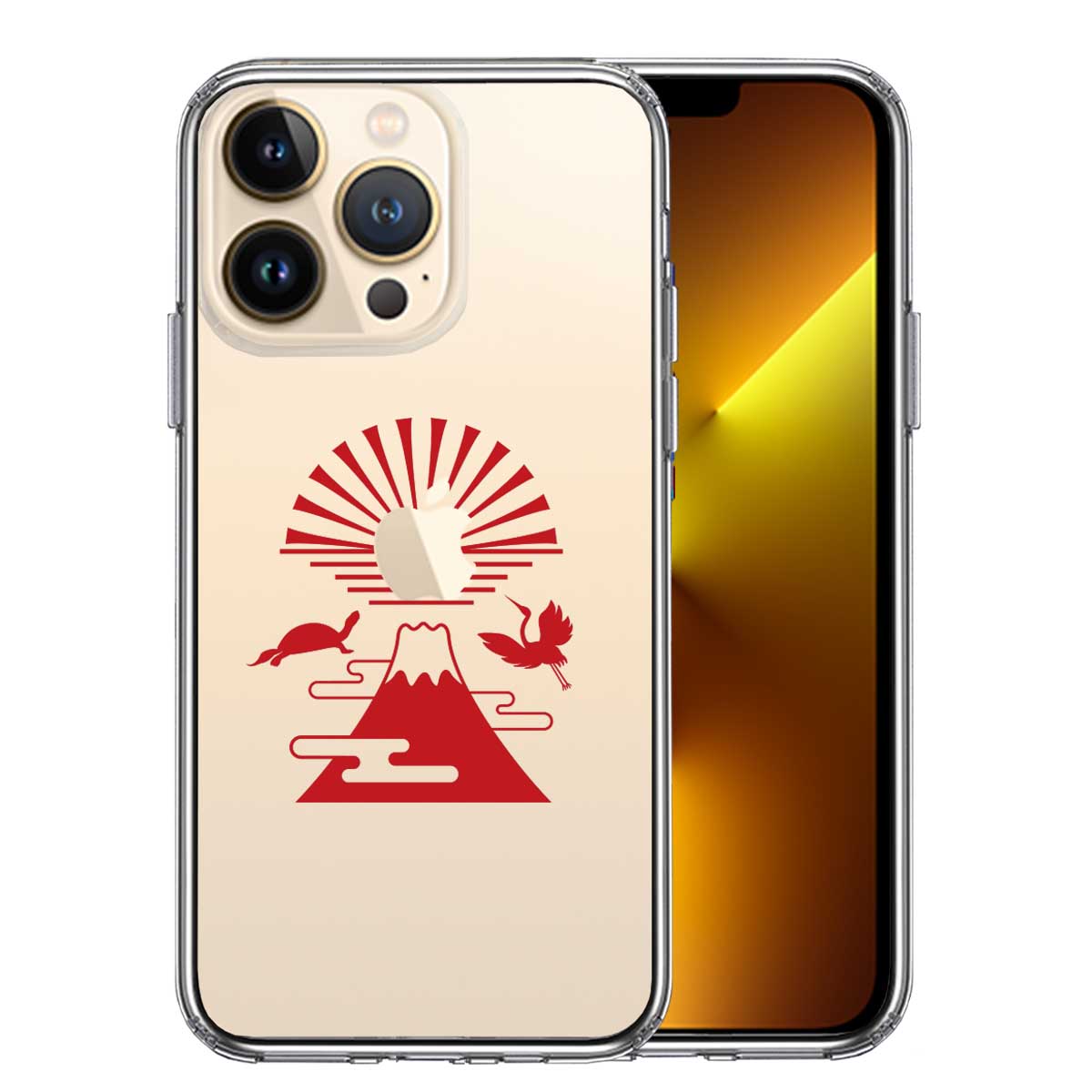 iPhone13 Pro 側面ソフト 背面ハード ハイブリッド クリア ケース 富士山 初日の出