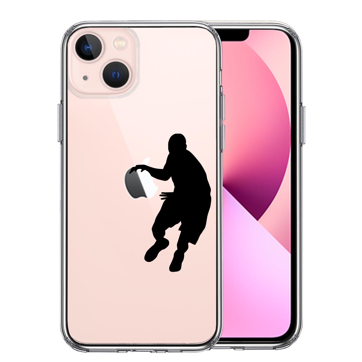 iPhone13mini 側面ソフト 背面ハード ハイブリッド クリア ケース バスケットボール ドリブル