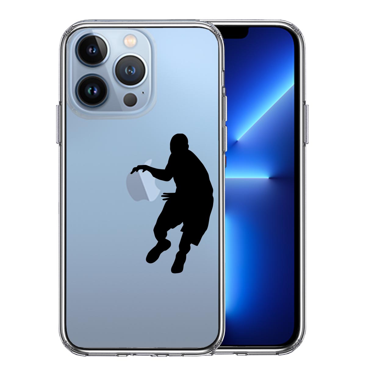 iPhone13 Pro 側面ソフト 背面ハード ハイブリッド クリア ケース バスケットボール ドリブル