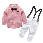 韓国スタイル 赤ちゃん 秋冬 スーツ 子供服 長袖 シャツ サスペンダー ズボン ２点セット 男の子