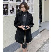 季節の単品 韓国ファッション 2021 秋冬 気質 スリム スリムネック チェスターコート 厚手 ファッション