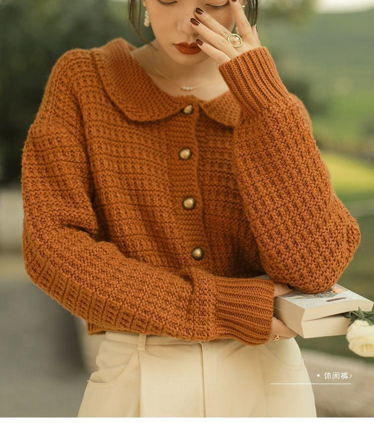 売れ筋カラー追加 韓国ファッション 大人気 ギャザリング カーディガン ニットトップス セーター