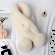秋冬 暖かい ファー スカーフ イミテーションウサギの毛 ぬいぐるみ 厚手 ピュアカラー