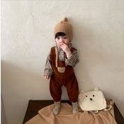 秋冬新作 韓国 子供服 背もたれズボンセット 赤ちゃんコーデュロイ シャツ 男女 赤ちゃん 熊