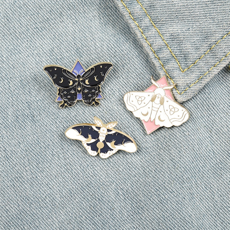 蛾の蝶のエナメルピンかわいい漫画のブローチバッグ服襟章バッジジュエリー