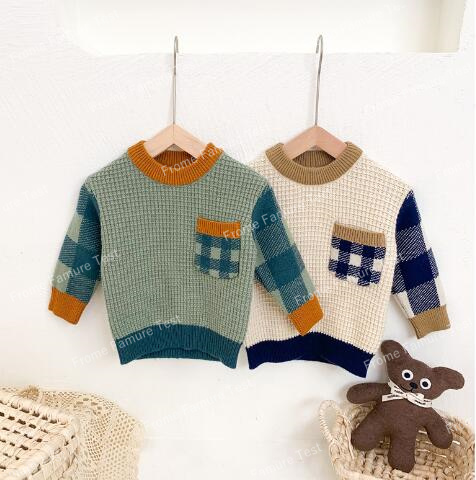 子供用セーター新しい秋と冬の男の子 女の子のニットプルオーバーベビーニット