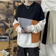 通勤する 秋冬 香港スタイル ゆったりする カラーマッチング セーター 学生 ファッション