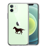 iPhone12 側面ソフト 背面ハード ハイブリッド クリア ケース 馬 サラブレット