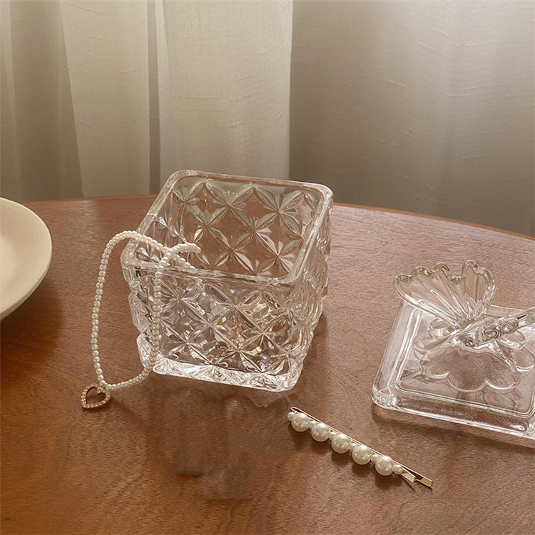 韓国ファッション 蝶 ガラス アクセサリー 収納ボックス レトロ 装飾 透明な 小物収納 カジュアル