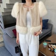 クールな大人の装い 女の子ファッション 韓国 2022年秋冬 レトロ ふわふわ ベスト単体ボタン 縫付 コート