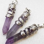 ペンダントトップ　アメジスト　龍　ドラゴン　２月誕生石　ネックレス　チャーム　天然石