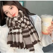小さい新鮮な 厚手 格子縞 スカーフ 2022年冬 韓国語版 ショール デュアルユース 暖かい スカーフ