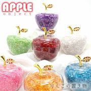 リンゴの置物  林檎 アップル Apple 赤色 ガラス製 ビーズ入り　【宅配便のみ】