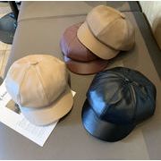　帽子　キャップ　ハット　ベレー帽　PU　小顔効果　紫外線カット　画家帽