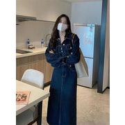 簡単でオシャレに見える 韓国ファッション デニムジャケット コート ロングスカート  2点セット