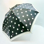 【雨傘】【長傘】アルバリーナ・つやつやサテン生地ドット柄グラスファイバー骨ジャンプ雨傘