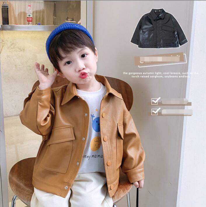 子供服春秋服★男の子革のジャケット★ファッションコート子供春服★潮流子供春服★90-130