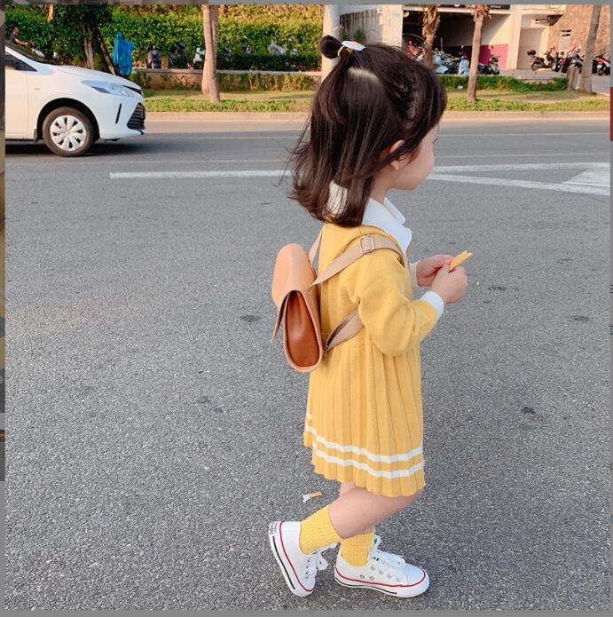 春秋新作 女の子 韓国風ニットドレス  子供服 ファッションドレス キッズ服 ★80-130