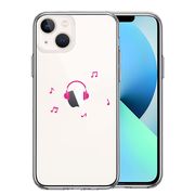 iPhone13mini 側面ソフト 背面ハード ハイブリッド クリア ケース ヘッドフォン ヘッドホン ピンク