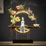 【在庫限り】お香立て LED 送料無料 花 座る 女神 木製 数珠 ライト
