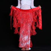ベリーダンス衣装 インドダンス ヒップスカーフ レース コスチューム スパンコール フリル 尾7色
