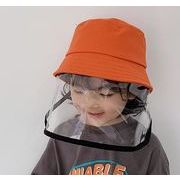 子供用アンチスプレーハット　純色キッズ親子帽子　韓国日焼け防止　男の子女の子顔隠し