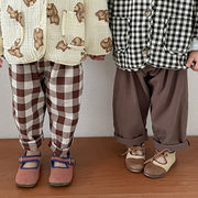 韓国子供服  子供服  キッズ服  春  ズボン 小熊格子  ワイドパンツ  薄い  カジュアルパンツ   男女兼用