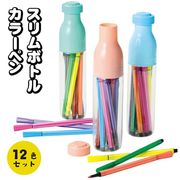 水性ペン12色セットカラーペン/ケース付き/サインペン/文房具/筆記用具/スリムボトルカラーペン