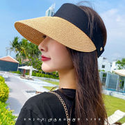 麦わら帽子　サンバイザー　UVカット　日焼け防止　韓国ファッション　レディース