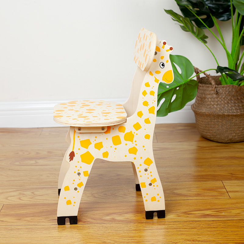 木製の遊びの親キリンの椅子、子供用家具、安全な丸みを帯びた角