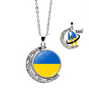 10点セット　ウクライナ旗 ネックレス 月のネックレス 360°回転 UKRAINE