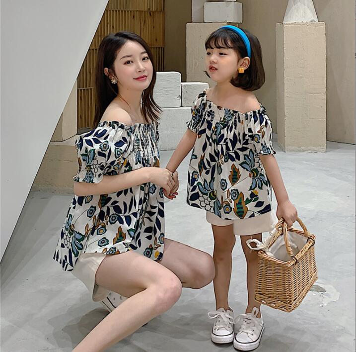韓国風レディースシャツ、半袖親子シャツ、大人気  、ファッション親子ウェア、夏の新しい★80-140