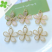 花形 ピアスパーツ 水晶パーツ ハンドメイド メタルパーツ アクセサリーパーツ DIY