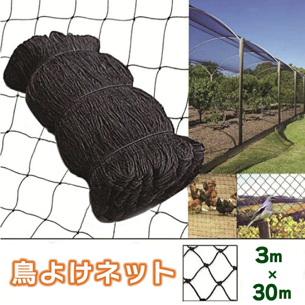 【予約商品納期約1ヶ月】鳥よけネット 畑 ネット 3m×30m ブラック バードネット
