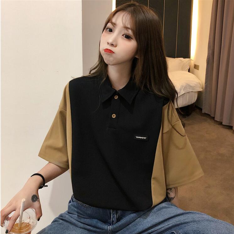 韓国風　レディース　半袖Tシャツ　新しい夏，気質，ファッションTシャツ　学生ポロシャツ★M-X
