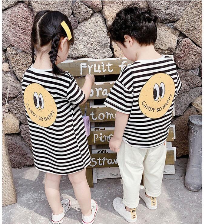 子供兄と妹の服★男の子女の子半袖Tシャツ，ドレス★ファッション兄と妹の服★韓国風子供夏服★90-130