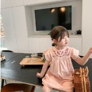 2022新作 女の子  可愛い 子供服   キッズ ワンピース  半袖  刺繍 ワンピース  デザイン感  韓国子供服