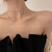 スパークルラインストーン バタフライネックレス ファッション 鎖骨チェーン レディースアクセサリー