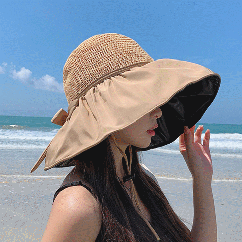 帽子 夏新作 つば広 UVカット 紫外線対策 日よけ帽子 レディース帽子 バックリボン 5色