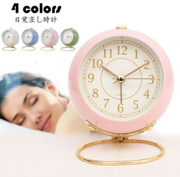 目覚まし時計 置き時計 まるころ時計 北欧  アナログ 時計 バックライト インテリア雑貨電池式 4色