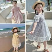 夏新作　花柄半袖ワンピース　3colors　キッズ　可愛い　女の子　子供服　ファッション