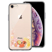 iPhone8 側面ソフト 背面ハード ハイブリッド クリア ケース 和柄 扇 毬 花柄