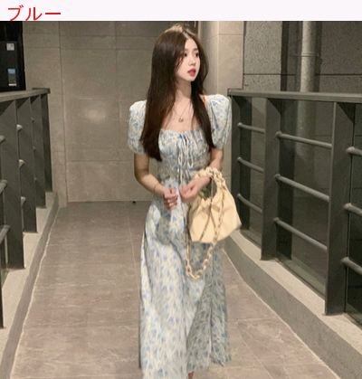 フランス語 スクエア襟 フローラル ワンピース 女性服 夏 新しいデザイン 優しい 韓国 Www Watsons Biz Id
