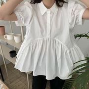【2022夏服】韓国風レディース服　　ゆったり 　シンプル　カジュアル　きれいめ　半袖ブラウス