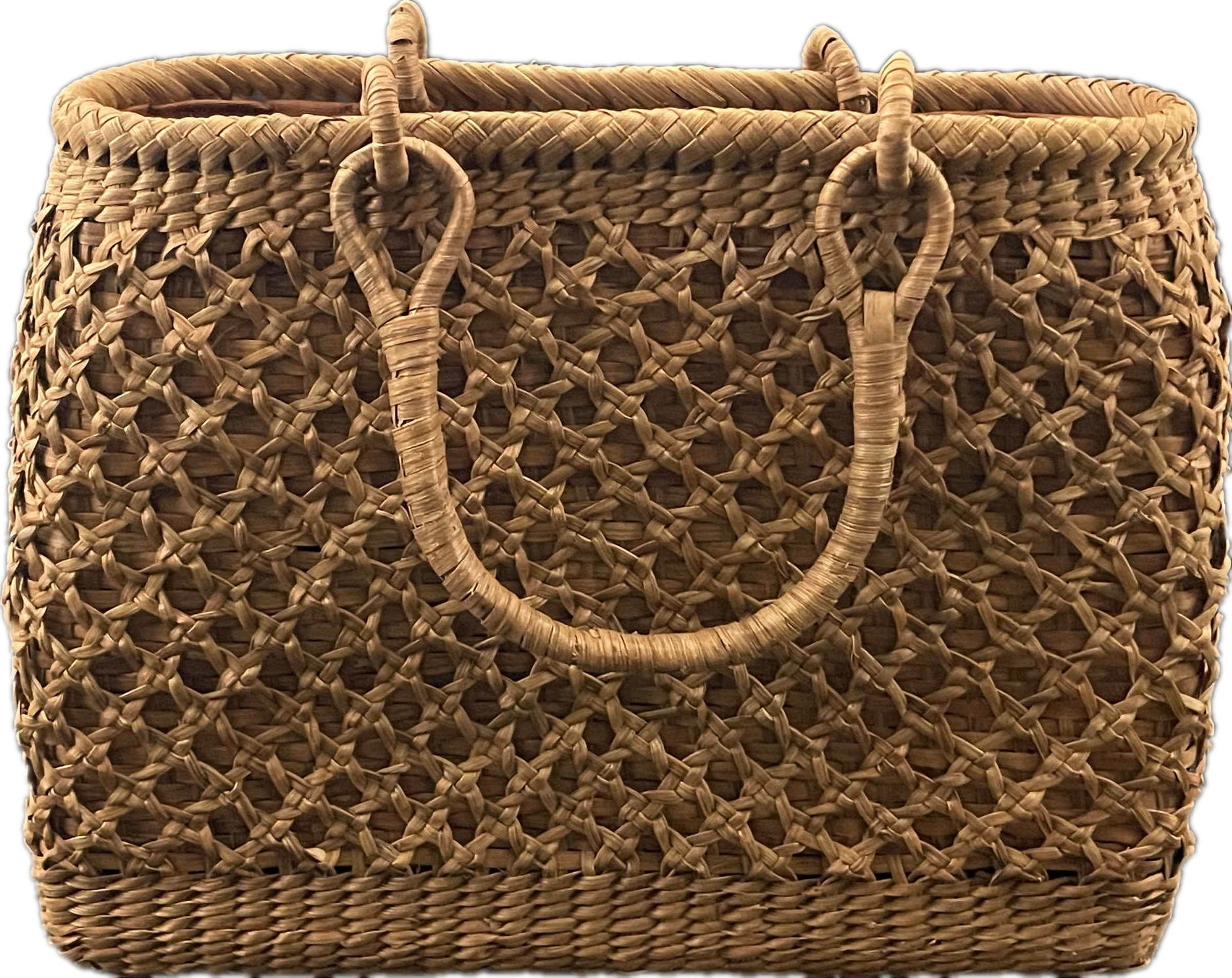 網代編み　内布付き　山葡萄かごバッグ　籠バッグ　手作り　天然素材