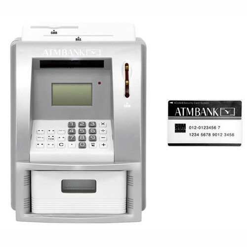 ATMプレミアム貯金箱　メモリーバンク　電動　シルバー　自動識別 ピーナッツ・クラブ プレミアムATMメモリーバンク シルバー