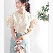 夏　トップス　シャツ　半袖　韓国ファッション　ゆったり　通気　無地　5色