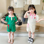 【2022年夏新作】韓国子供服　シャツ+ショットパンツ　2点セット　スポーツウエア　2色展開　90#-130#